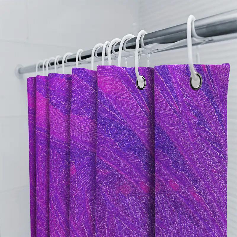Modern Bathtub Shower Curtain with Feather Design Purple Pink Bathroom Decor for Home Improvement Projects (69x72 inches)