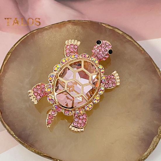 Women Turtle Brooch Rhinestone Anti-slip Faux Crystal Wear-resistant Suit Coat Collar Hat Scarf Decoration Clothes Pin Prom Party Garment Jewelry
