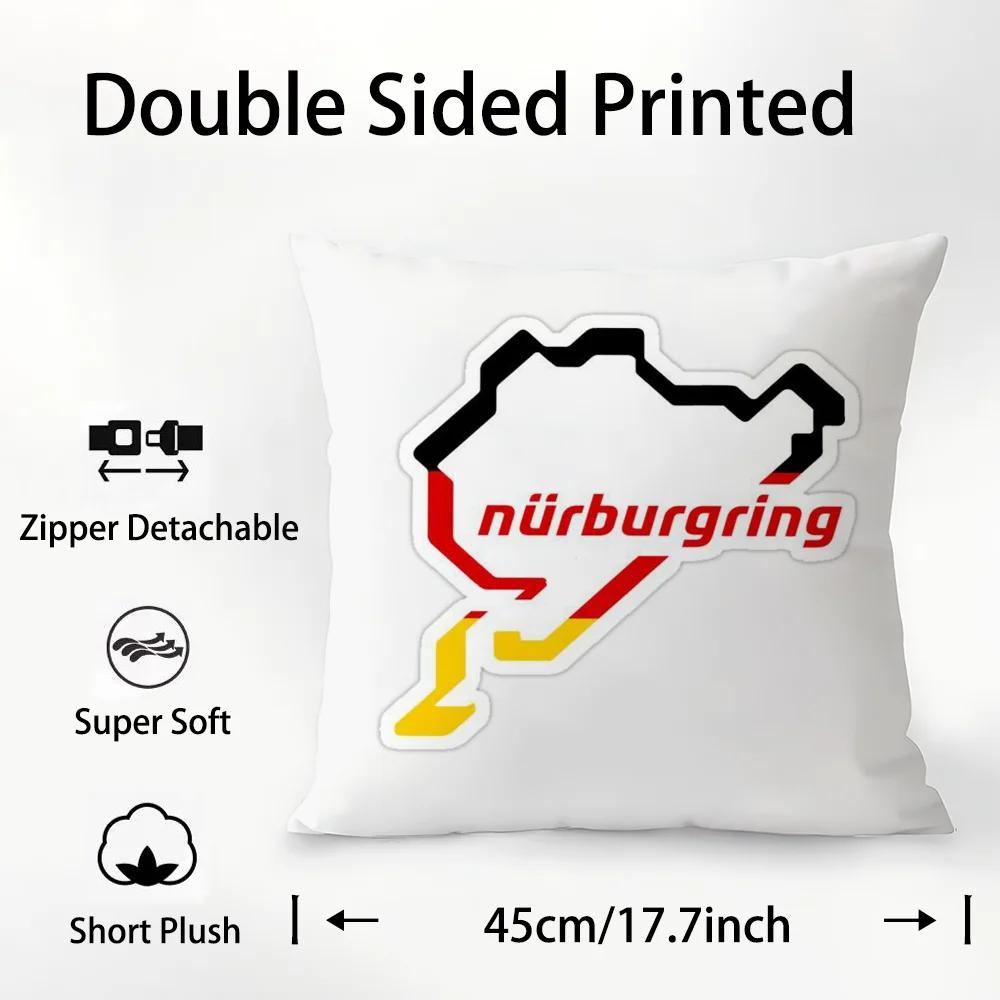 Nurburgring Sport Car Pillow Case Plush Fabric Soft Double Sided Print Sofa Cushion Cover Throw Pillow Covers