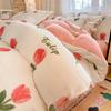 2024 New Class A Small Fresh Printed Milk Fleece Single Bedding Set Thick Warm Cartoon Quilt Cover Fall and Winter Duvet Cover