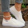 Women's Casual Canvas Sneakers Lightweight Lace-Up Low Tops Shoes for Spring Fall Breathable Black & White Sneakers
