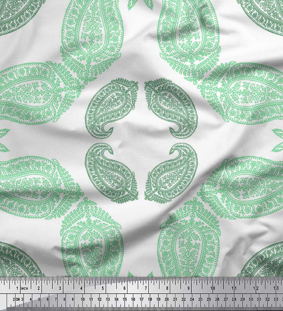 

Soimoi Blue Japan Crepe Satin Fabric Floral & Block Print Fabric by the metre 42 Inch 42 Inch Wide - Poly Crepe зелений