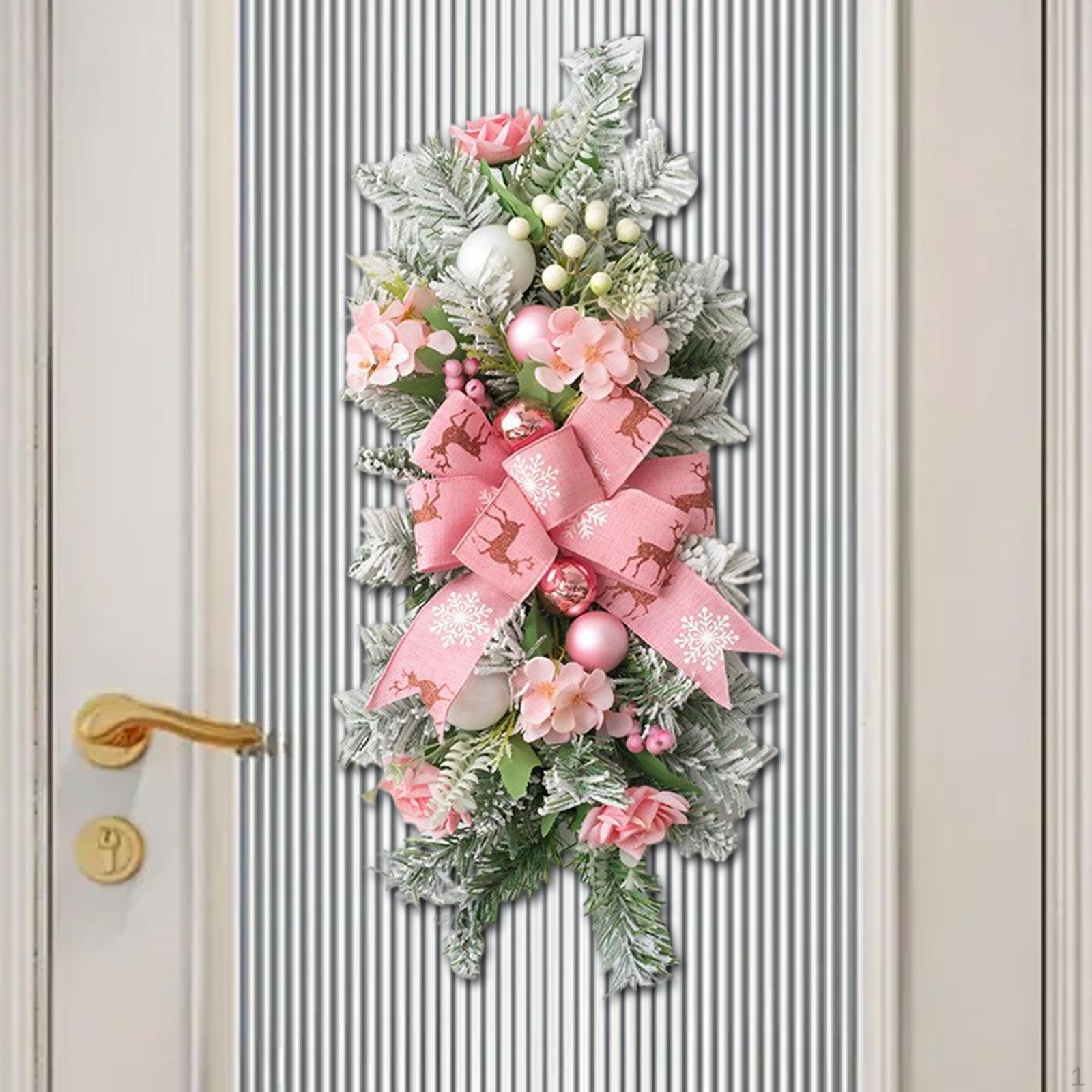 

Венок в форме слезы, искусственный цветочный венок, который легко повесить с бантом на свадьбу Pink