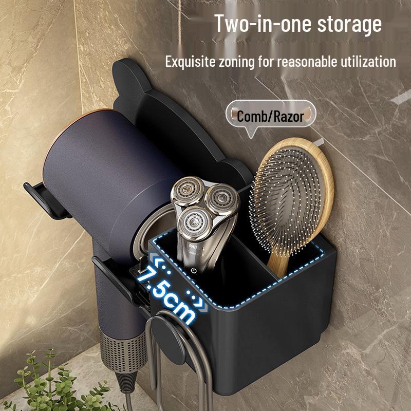 Punch-Free Wall Mount Hair Dryer Holder for Bathroom Vanity