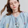 Chuyu Women's 2025 Spring Fresh Linen Blend Print Loose Blouse