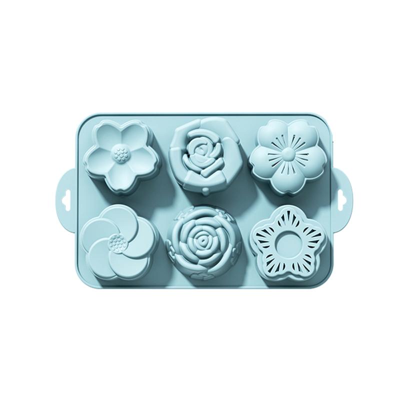Blumen-Silikonform, 6 Hohlräume, verschiedene Blumenformen, Backformen zur Herstellung von Schokolade, Kuchen, Gelee, hausgemachter Seife, Badebomben