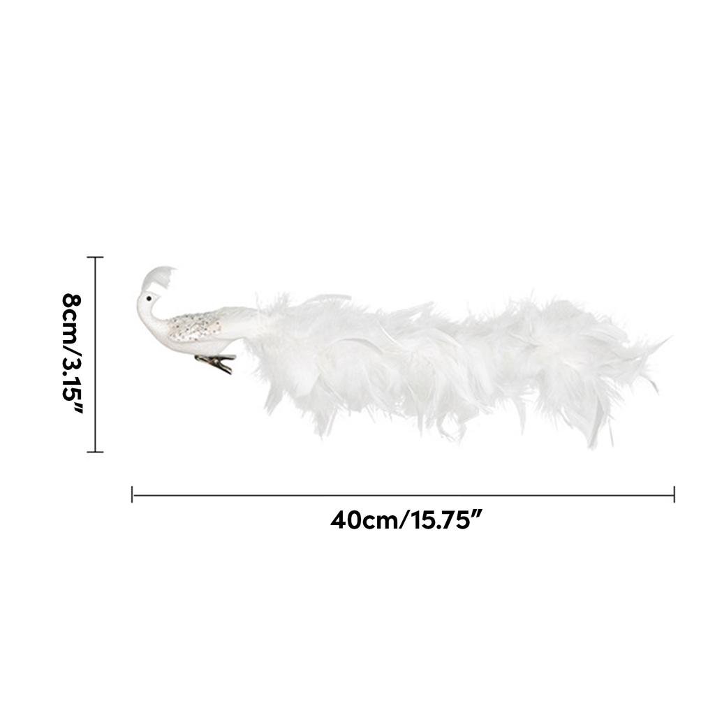 Christmas Tree Ornaments 3D Realistic Simulated Peacocks with Long Tail Natural Feathers Hanging Decoration Party Home