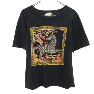 Lata 90. Wyprodukowano we Włoszech Stary T-shirt z krótkim rękawem w zebrę Kobiety Używany