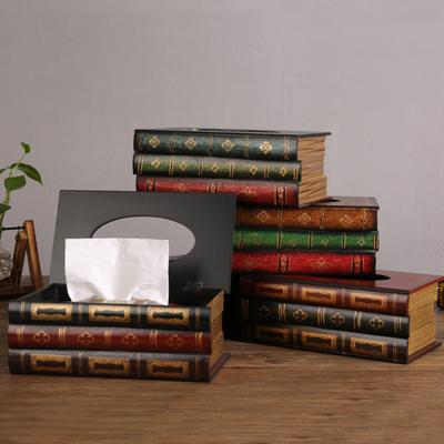 Caja de pañuelos de libro falso de estilo europeo Vintage