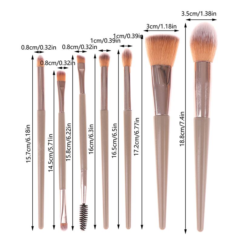7Pcs Makeup Brushes Set Face Eyes Make Up Brush Eyelash Eyeshadow Eyebrow Eyeliner Foundation Powder Blush Highlight Lips Brush