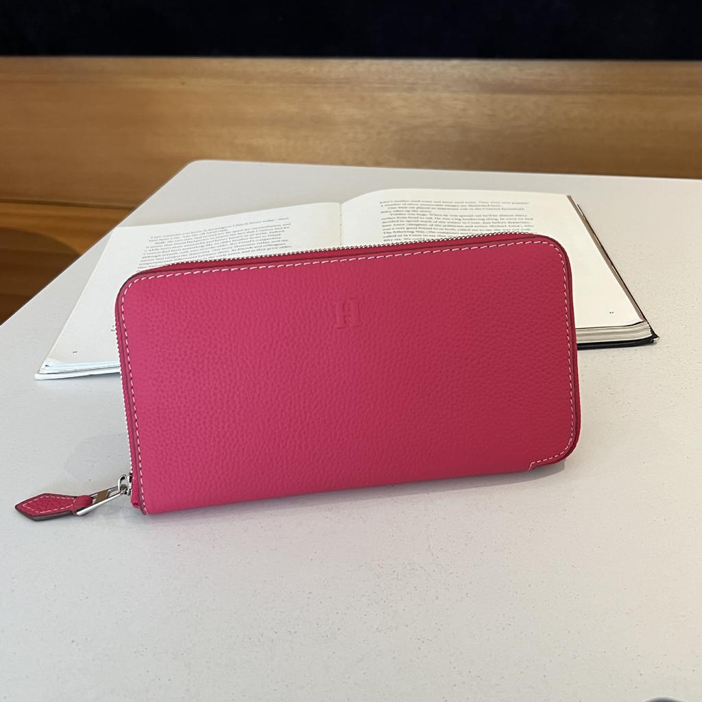 Leather Relief Long Wallet Unisex Zipper Wallet Multifunctional Passport Bag Ticket Card Bag Storage Bag