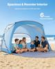 VEVOR Beach Tent Sun Shelter for 6 Person, UPF 50+ Protection, Portable Sun Shade Canopy with Carrying Bag & Sand Pockets