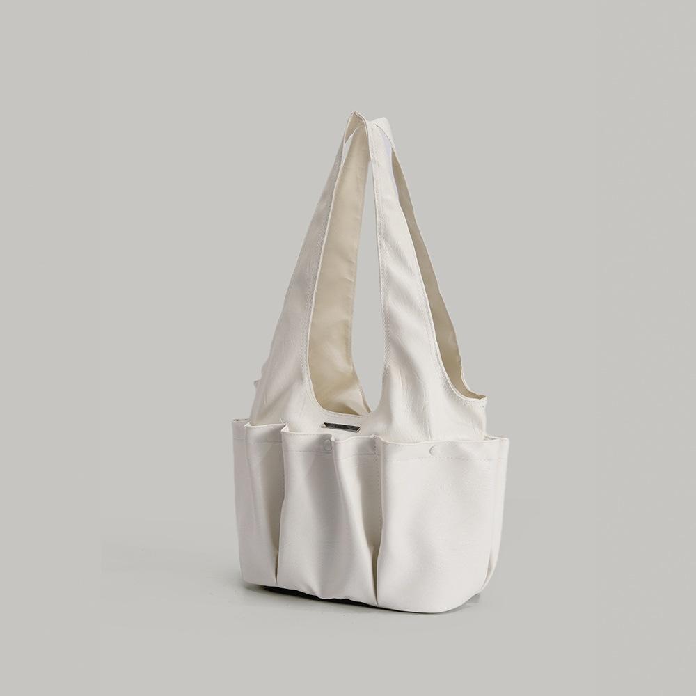Korean-style new niche design pleated multi-pocket shoulder tote bag, large-capacity shoulder underarm bag for commuting