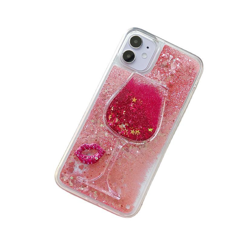 Dynamic Silicone Protective Cover for Vivo Red Lip Wine Glass S9 Quicksand Y7S Y93 Liquid One Piece Delivery Mobile Phone Case