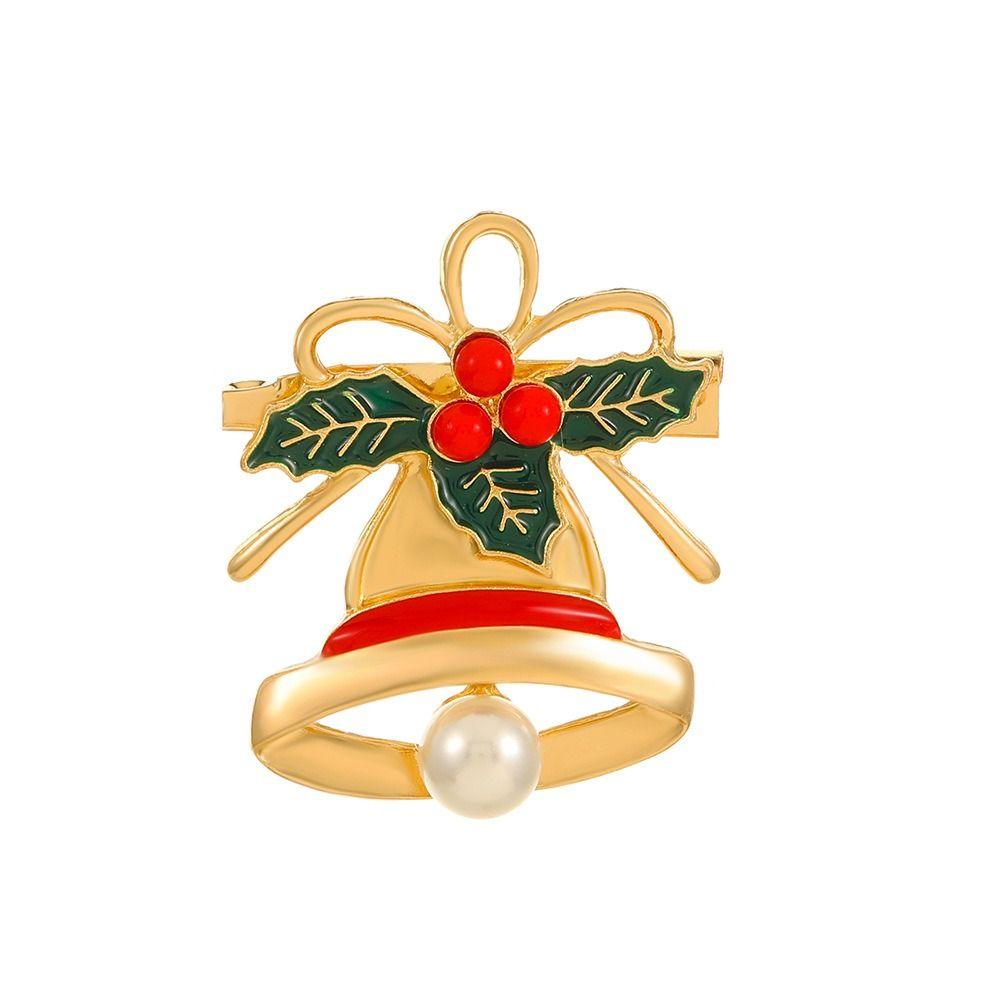 Bell Christmas Brooch Snow Man Dripping Oil Lapel Pin Personality Santa Claus Enamel Pins  Women