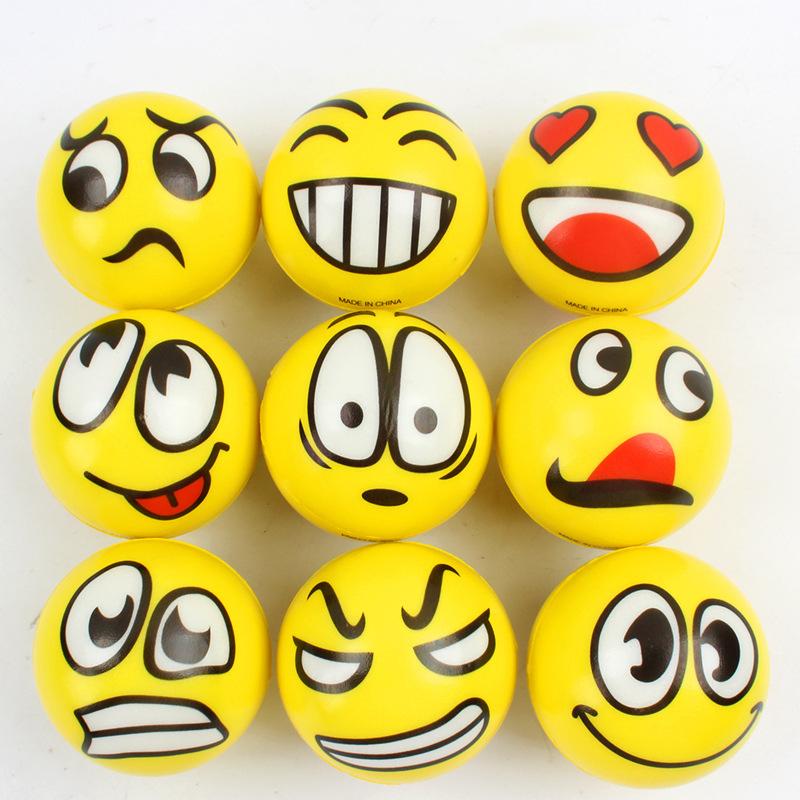 6PCS PU Squeezing Ball Sponge Ball Facial Expression Foam Ball Pinching Stress Relieving Toy Wrist Movement 6.3cm Children's Toy