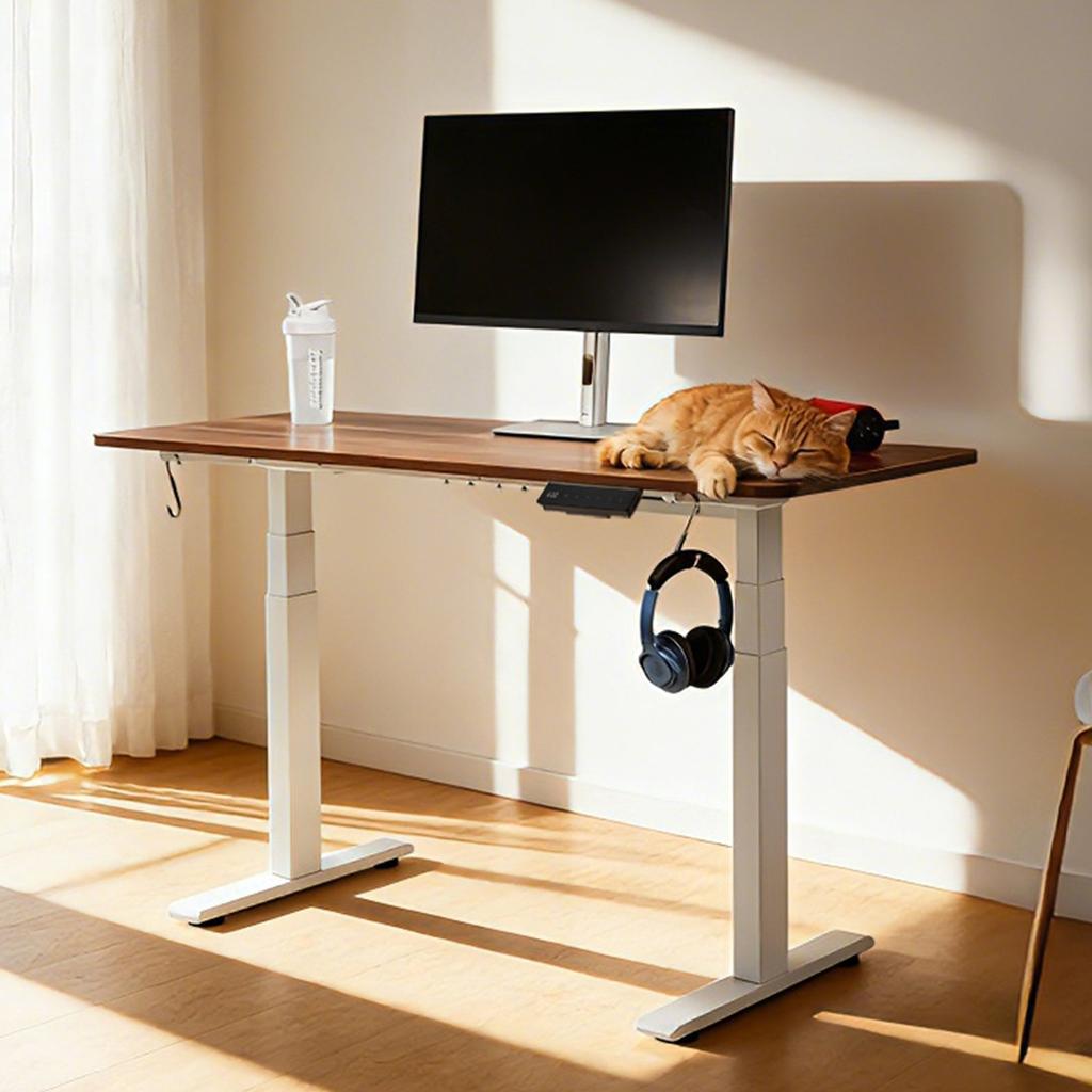 Standing Desk Frame Dual Motor, Electric Adjustable 100-180 cm Extension Length, 3 Memory Height Settings Stand Up Table Legs, Sit to Stand Desk Leg