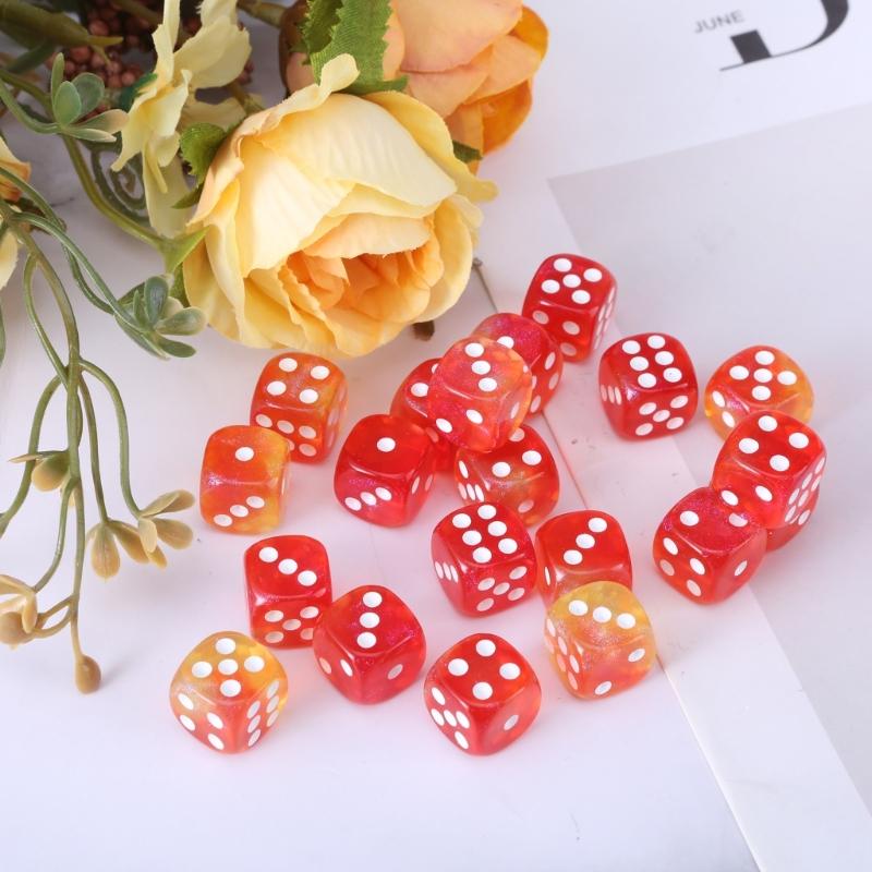 Rounds Corner Six Sided Dices Bulk, Pack of 50 Assorted Color 12mm D6 Acrylic Dices Cubes with Number Dots for Kids Use
