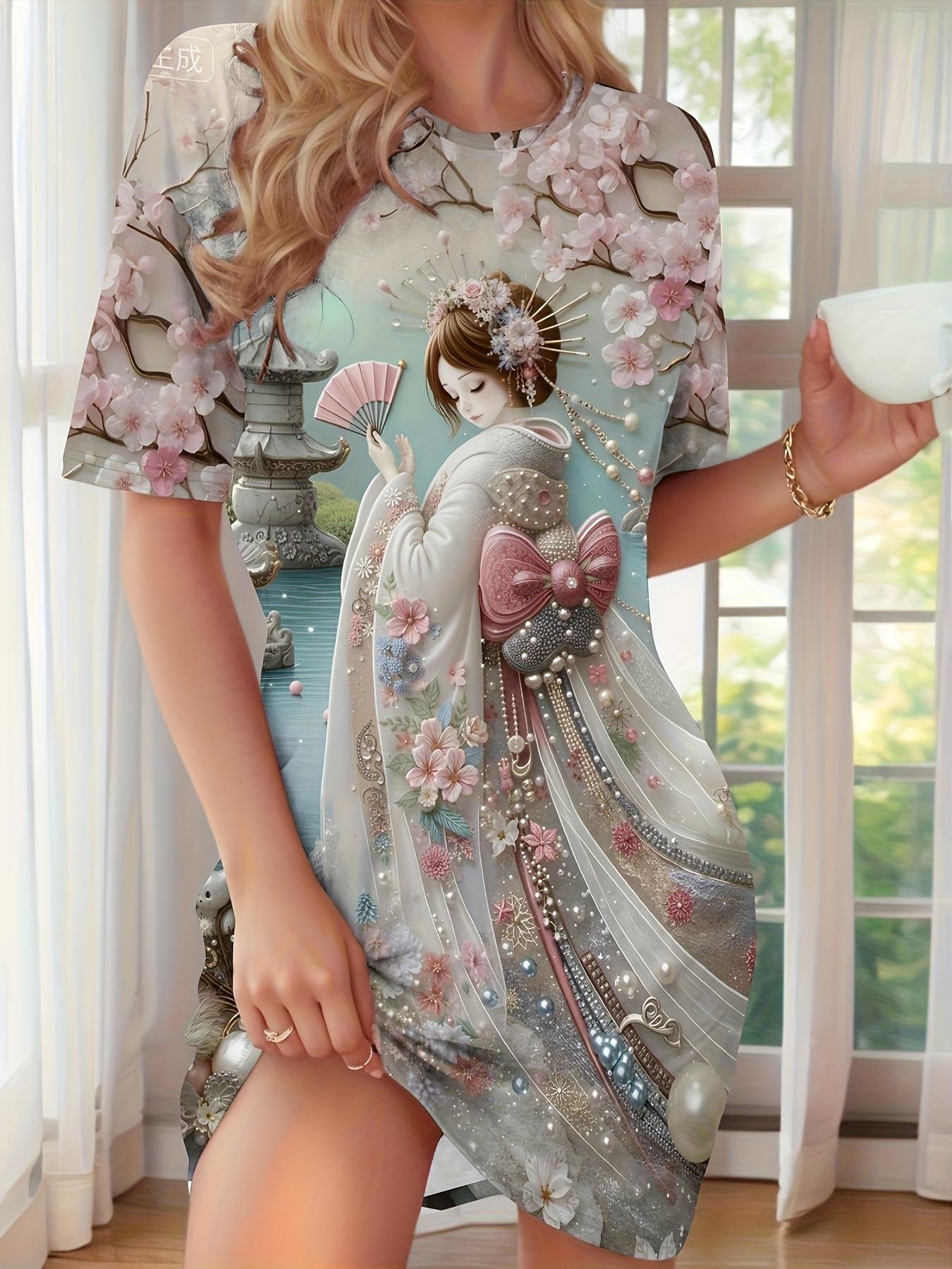 

New Personalized Cute Kimono-Style Pajamas for Women with Cherry Blossom Prints. A Comfortable And Breathable Dress. Perfect As a Holiday Gift. Elegan 3XL дубильна кора