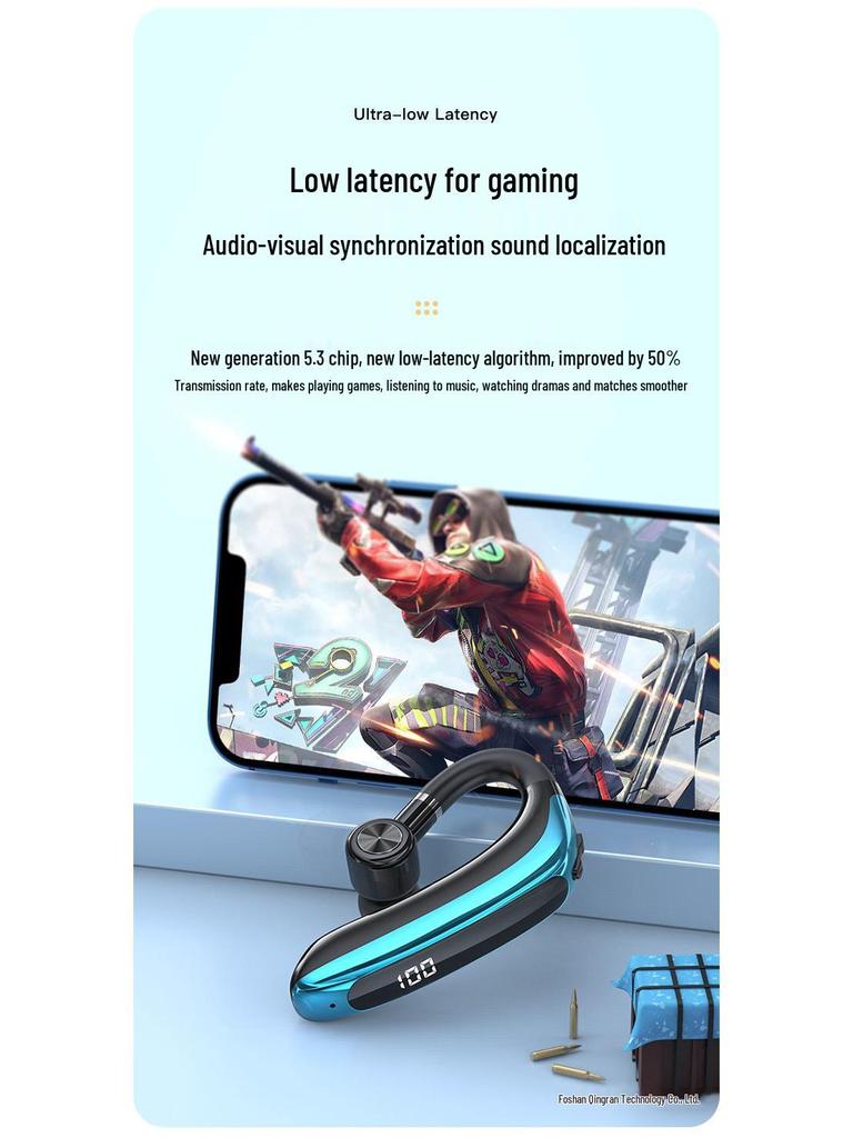 Single Ear Wireless Bluetooth Ear-Hook Headphones for Driving, Compatible with Huawei, Vivo, Apple, Oppo, Xiaomi
