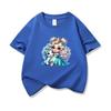 Kids Cotton T Shirt Princess Girl With Blue Unicorn Print Crew Neck Short Sleeve Tee Casual Boys Girls Summer Tops