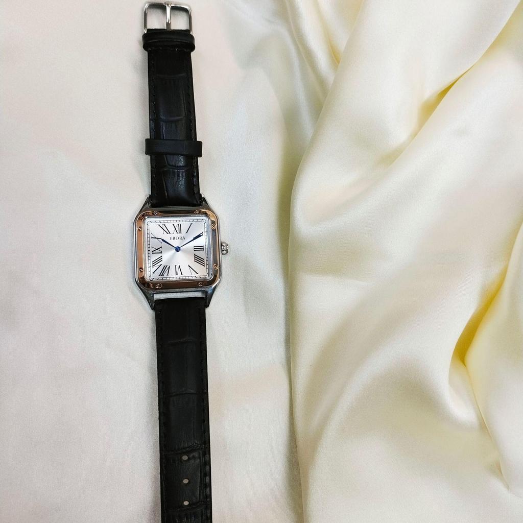 Damen-Quadrat-Quarz-Uhr mit Zwei-Zeiger-Rindslederarmband - Luxuriös, Wasserdicht und Modisch.