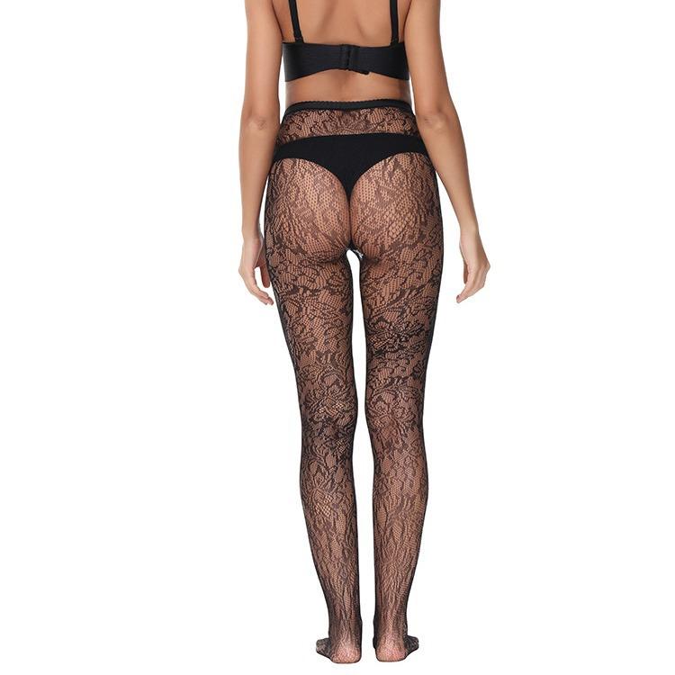 European and American Style Floral Hollow-out Pantyhose, Jacquard Lace Black Stockings, Fishnet Stockings3190