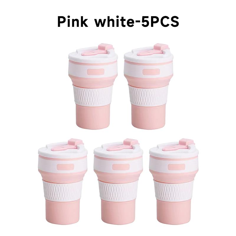 350ML/500ML Silicone Folding Cup Collapsible Mug With Cover Coffee Travel Outdoors Portable Water Drinking Tea Cups