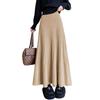 WoauNuiHll Knit Maxi Elastic Plus Sizes Loose Solid for Everyday Winter Women's Skirt, Length, Pleated, A-Line, Flared, Long, Waist, Available, Fit,