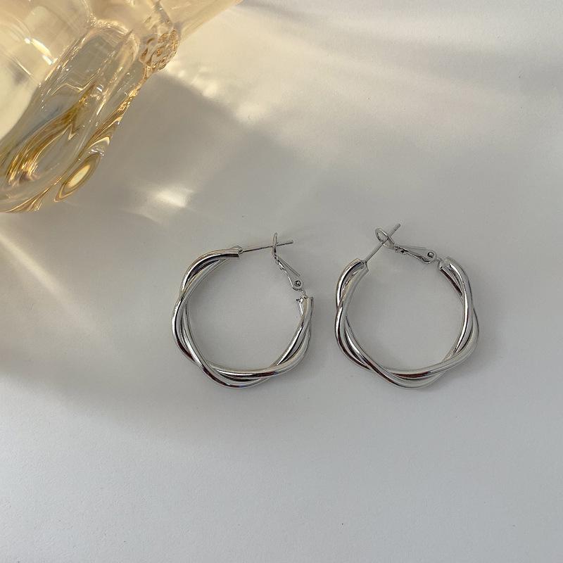 

Трансграничные Металлические Серьги-Кольца Большого Диаметра - Гонконгский Стиль, Элегантные и Современные Французские Кольца