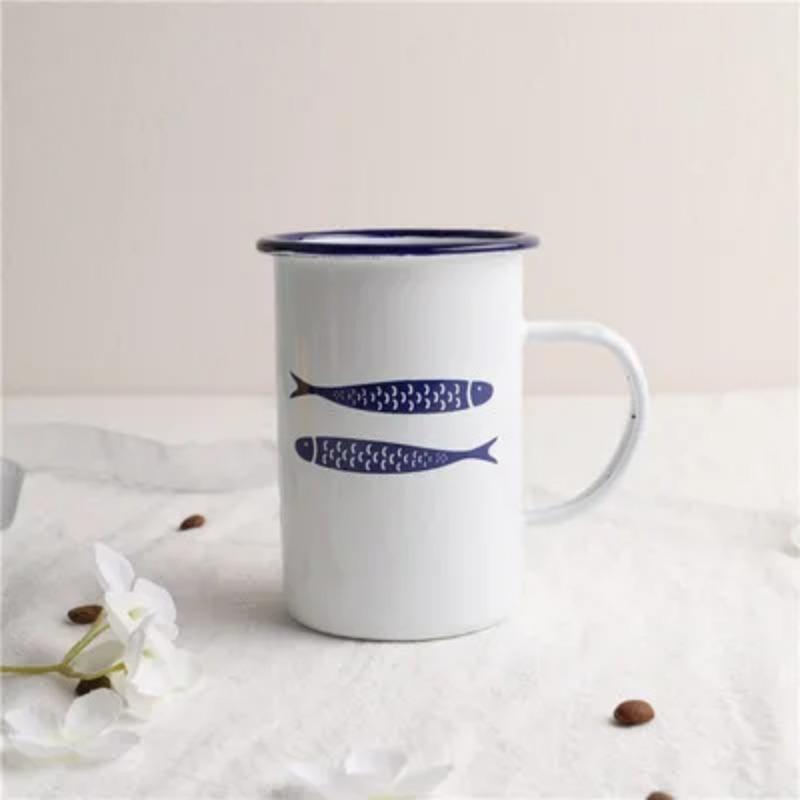 Outdoor Enamel Creative Coffee Tea Water Milk Cups Camping Mugs Enamel Mug with Handle Drinkware Vacation Hiking Mug Gifts