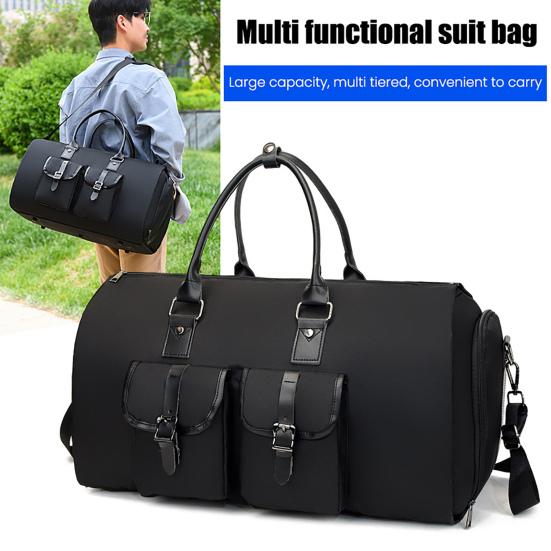 Suit Bag Lightweight Oxford Cloth Anti-Wrinkle Lining 2-in-1 Design Spacious Storage Waterproof Travel Handbag with Zipper Locks