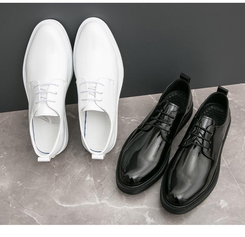 Autumn New Pointed Toe Patent Leather Lace-up Formal Casual Men's Shoes, Large Size.