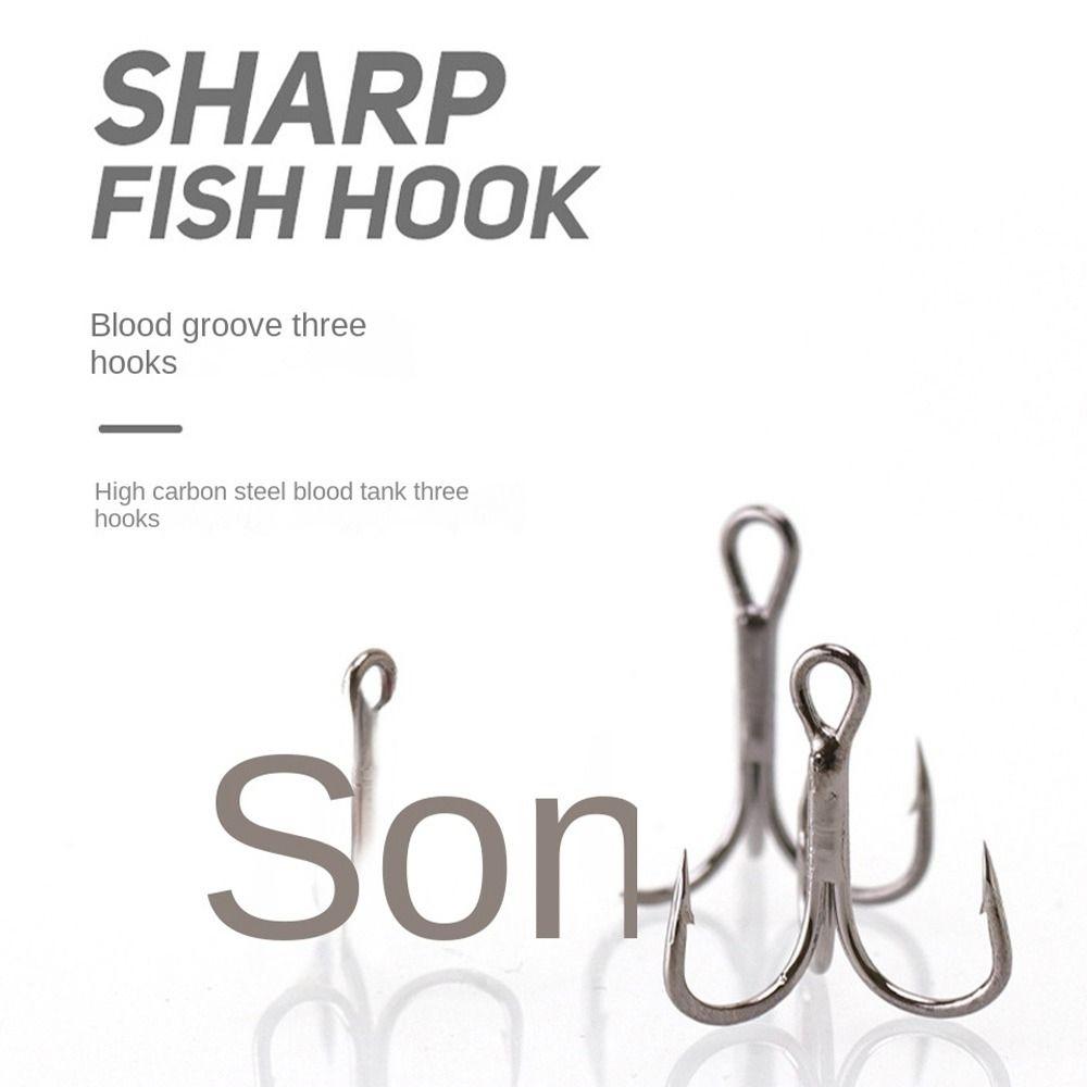 

10pcs Treble Jig Black Nickel Fishhooks Fishing Tackle Barbed Hooks Sports