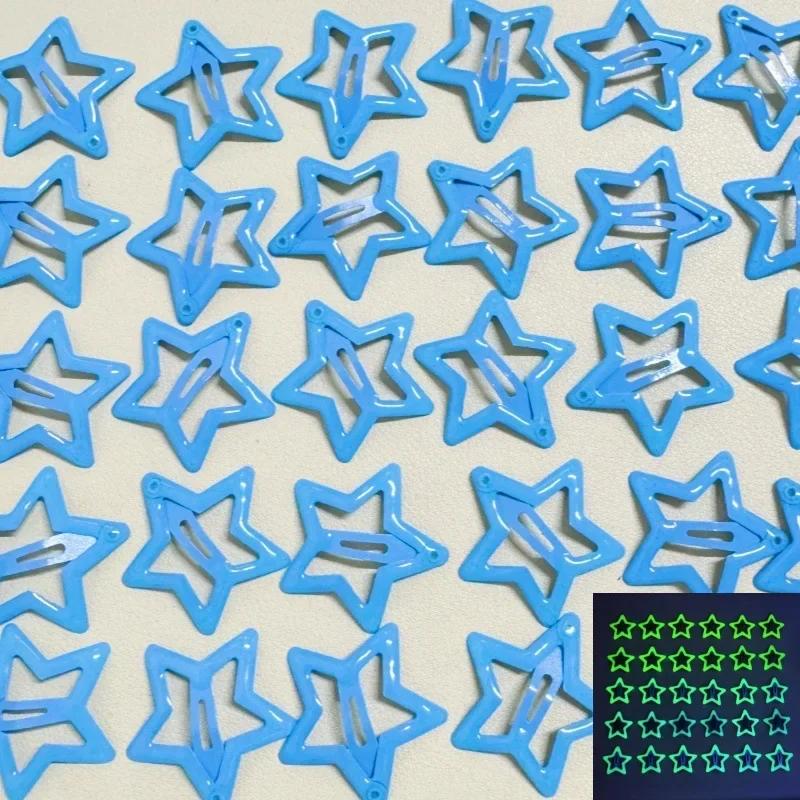10pz Fermacapelli a Stella Colorati Luminescenti, Mollette BB a Scatto, Barrettine Luminose, Pinze per Capelli Bambina, Accessori per Acconciature Bambini