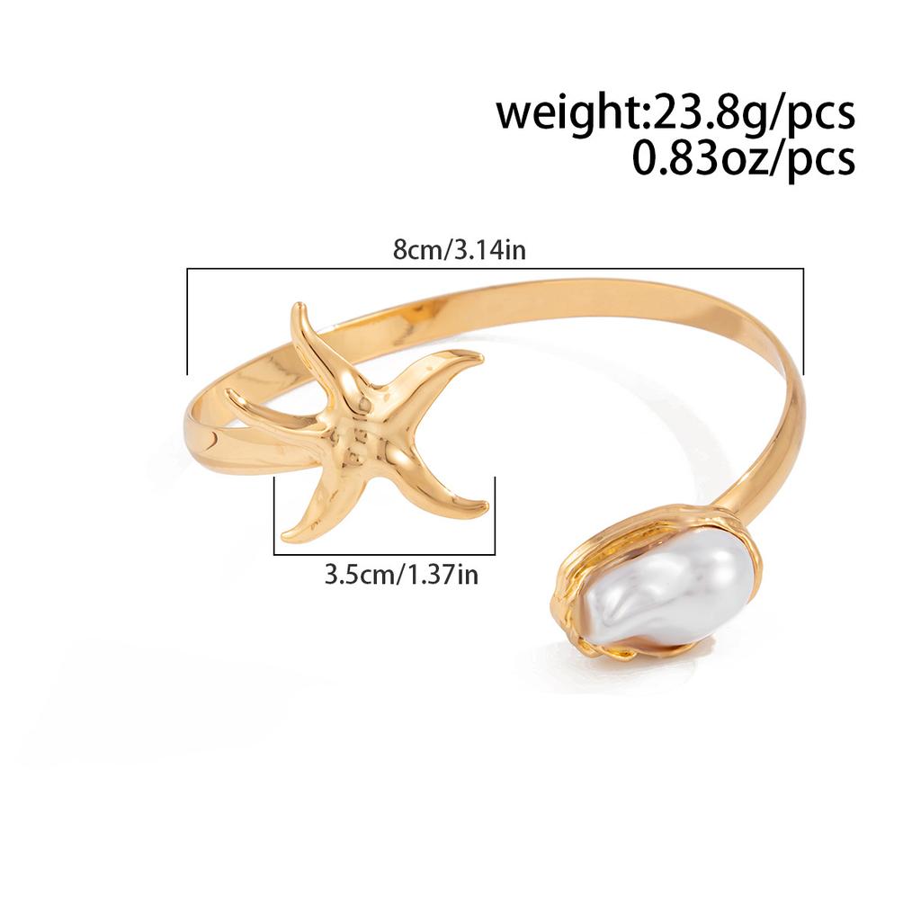 2025 Trendy Starfish Open Cuff Bangles Adjustable Armband Silver Gold Color Punk Flower Conch Geometric Upper Arm Bracelet for Women Beach Jewelry