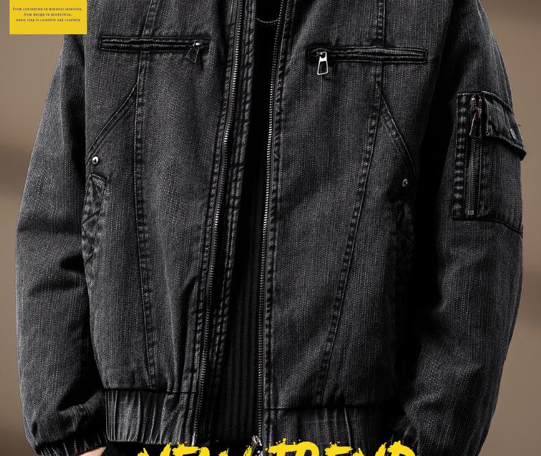 Luxury Men's Detroit Workwear 2025 Winter Duck Down Denim Jacket
