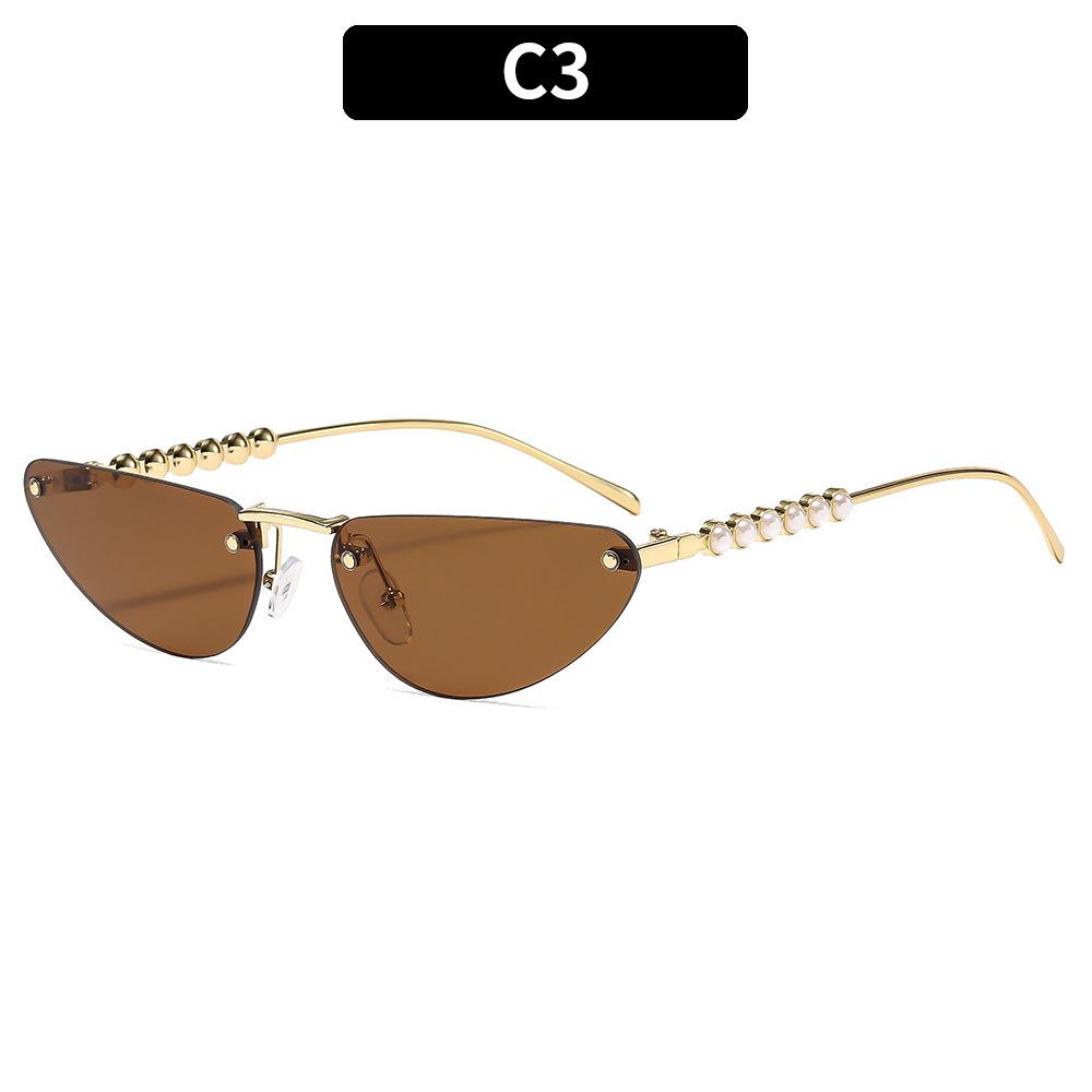 Women's Sunglasses, Triangular Cat Eye Sunglasses, Rimless Sunglasses.