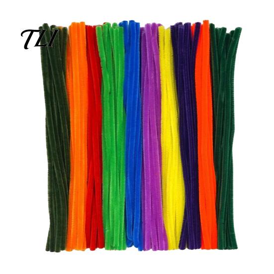 Decorative Plush Strips for Crafts 100Pcs Pipe Cleaners Handicrafts, Flexible Chenille Stems DIY Artistic Floral Supplies Art Projects, Multi-colored