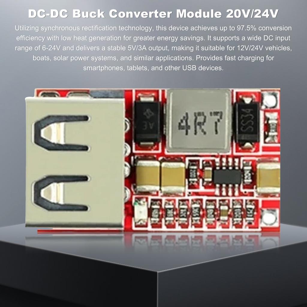 6-24V To 5V3A USB Step Down Module USB-A Mini DC-DC Steps Up Boost Modules Power Adjustable Converter for Voltage Regulation