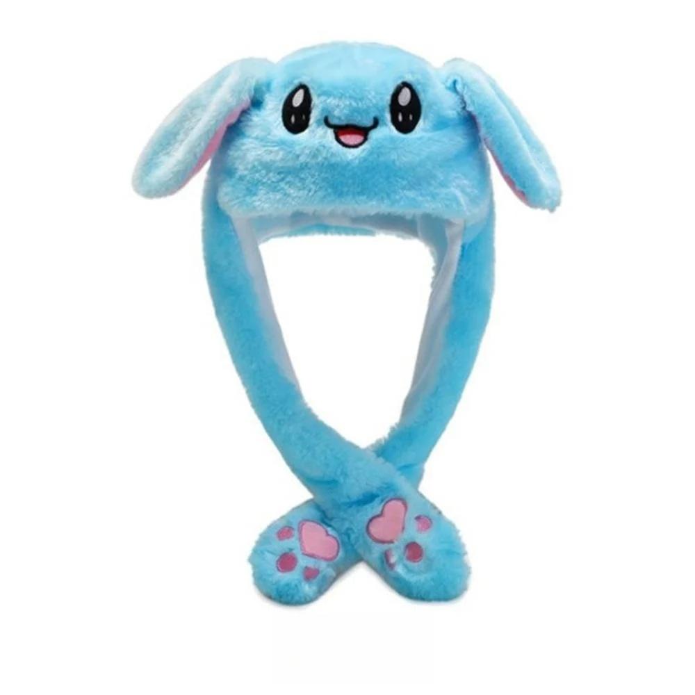 Cute Cartoon Bunny Ear Moving Hat Soft Plush Kawaii Rabbit Ears Winter Cap for Birthday Gifts