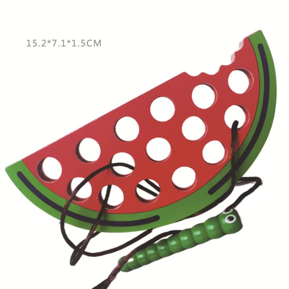 Wooden Caterpillar Apple Lacing Toy: Early Education Game for Children