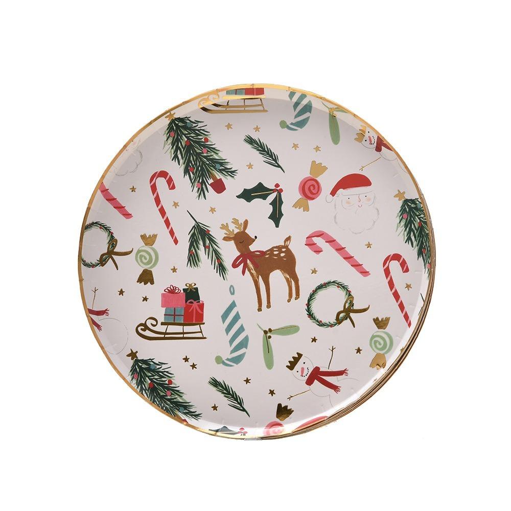 Bronzing Disposable Tableware Serving 10 Paper Plate Convenient Picnic Dinnerware Kids