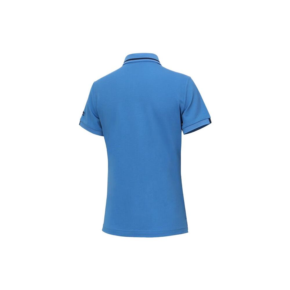 Li Ning Embroidered Logo Short Sleeve Polo Shirt With Side Slits Women Tops Cobalt-Blue APLR072-4