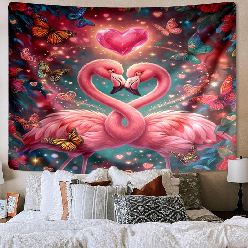 Love Birds In Heart Tapestry Room Decoration Wall Hanging for Living Room Bedroom, Dormitory, Birthday and Christmas Gifts