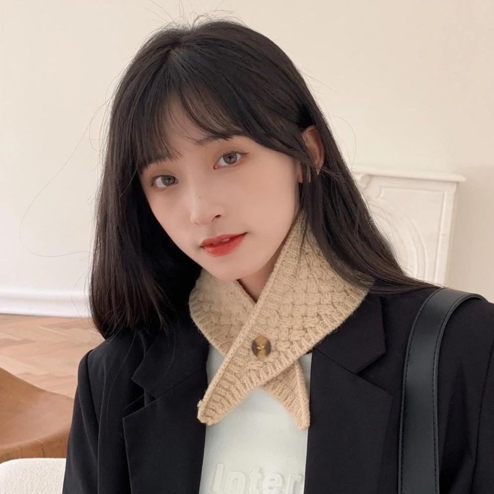 Cold Resistant Knit Triangular Scarve Solid Color False Collar Fashionable Neck Scarf Female