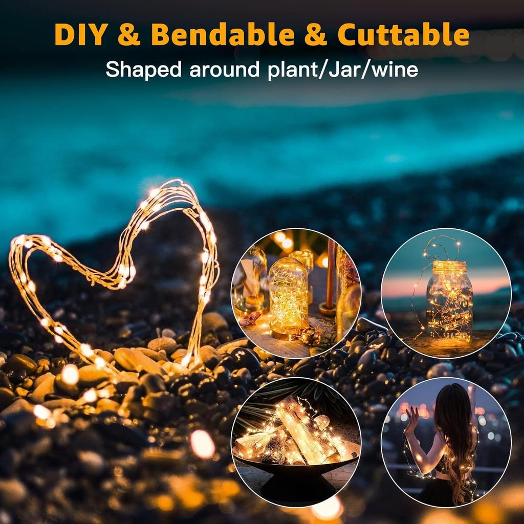 6 Pack Fairy Lights Battery Operated 7ft 20 LED Mini String Lights Twinkle Lights Silver Wire Firefly Starry Moon Lights for Mason Jars Wedding Party