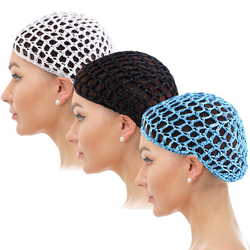 3PCS/LOT Mesh Crochet Hair Net Cap Sleeping Bonnets Snood Hairnets Elastic Bands Wrap Crochet Head Hair Cover Wig