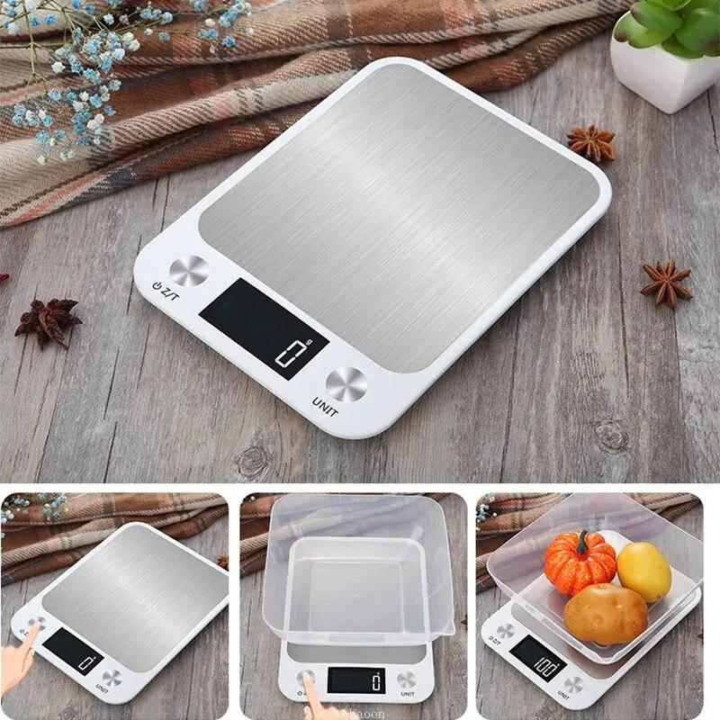 Kitchen Scale 5g10g15Kg/1g Weighing Food Coffee Balance Smart Electronic Digital Scales Stainless Steel Design for Cooking and Baking