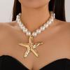 Jewelry Starfish Beaded Necklace Bohemian Starfish String Pearls Chain  Couple